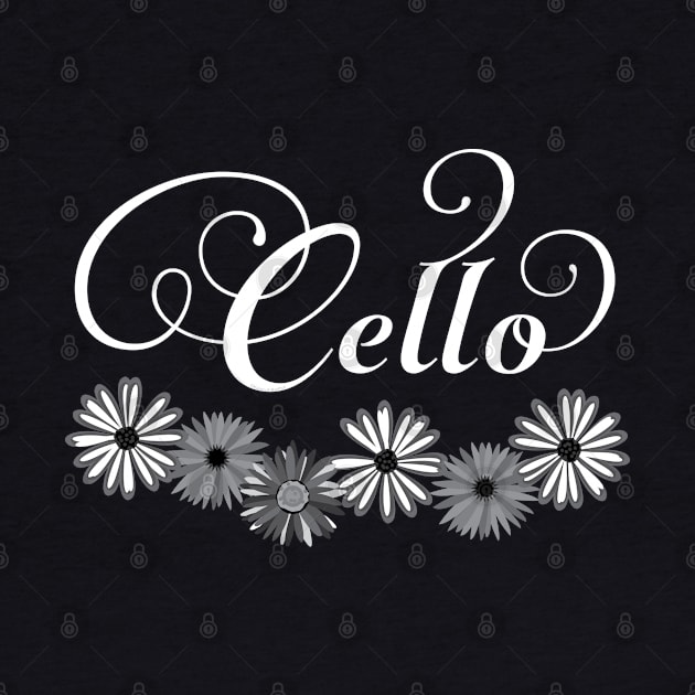 Cello Asters White Text by Barthol Graphics